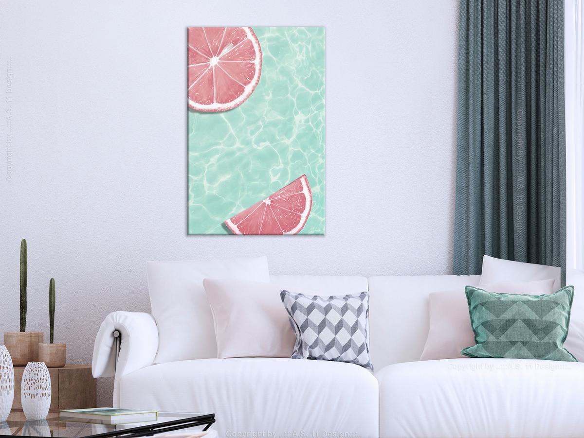 KUNSTDRUCK Grün 40/60 cm - Rot/Grün, Textil (40/60cm) - KUNSTLOFT