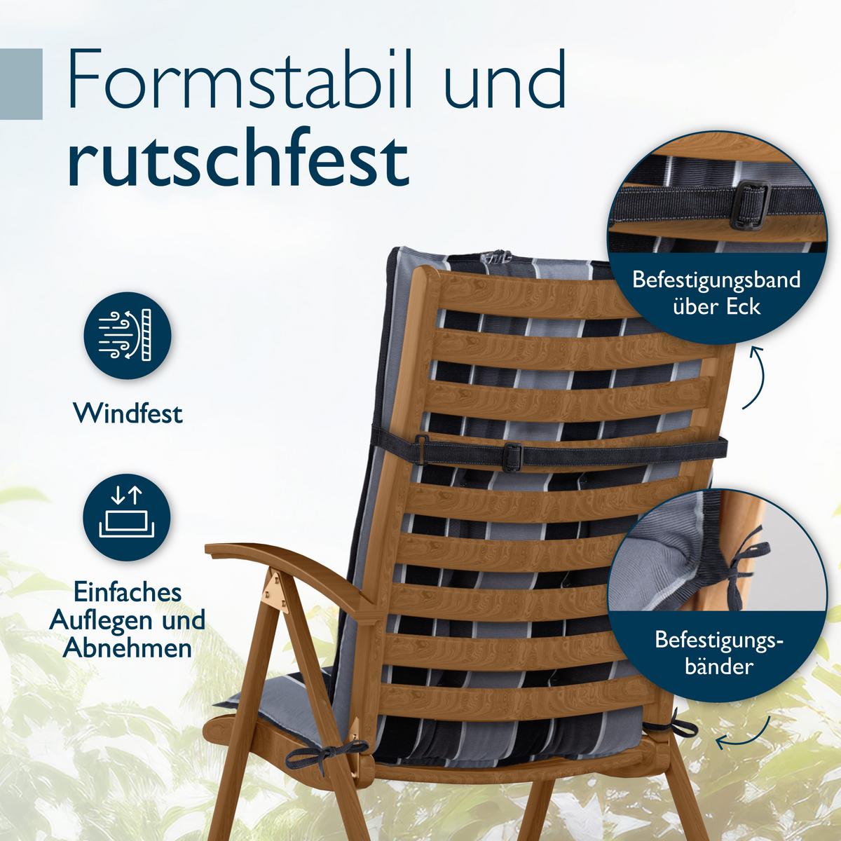 HOCHLEHNER Sun-HL 119x50x8cm Anthrazit-Gestreift (2tlg) - Dunkelgrau, Textil (50/120cm) - Beautissu 