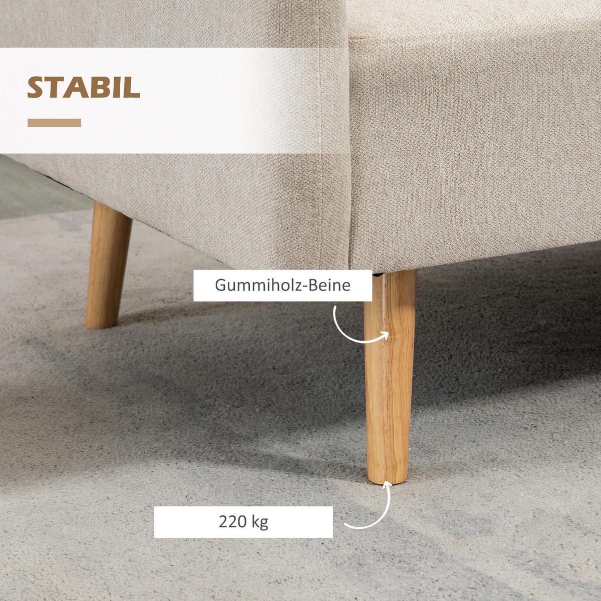 2 Sitzer Sofa, Couch mit 2 Wurfkissen, gepolsterter Doppelsofa mit Samtopik - Creme, Holz (70/80/130cm) - HOMCOM