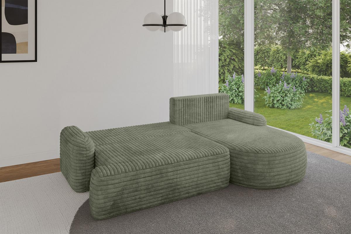 ECKSOFA mit Schlaffunktion und Bettkasten LIRA-L - 264x172x89 Olive - Olivgrün, Holzwerkstoff/Textil (172/264cm) - ALTDECOR