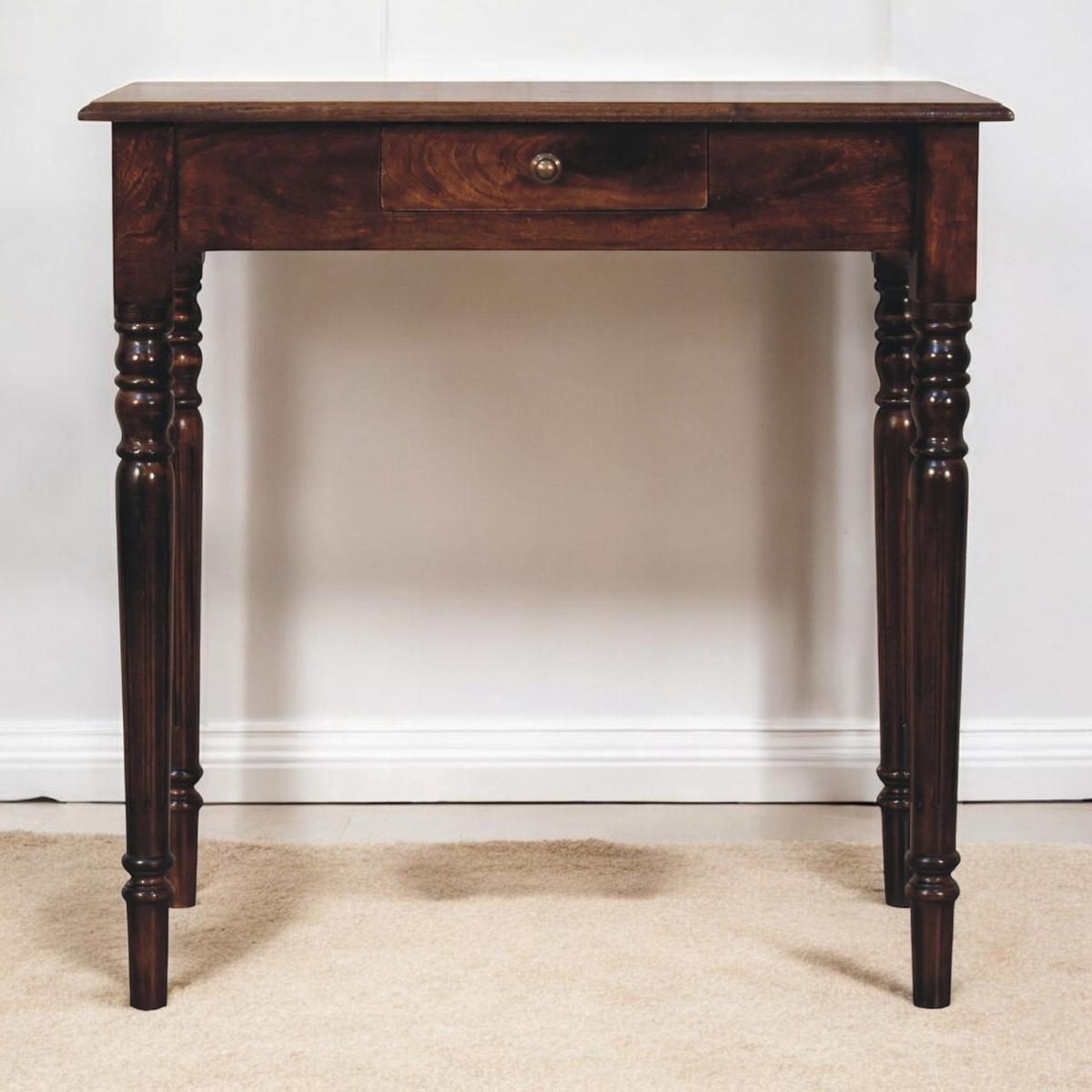 SCHREIBTISCH mit California-Walnuss-Finish, 1 Schublade, 4 nordische Beine. - Dunkelbraun, Holz (80/45/78cm) - Artisan Furniture