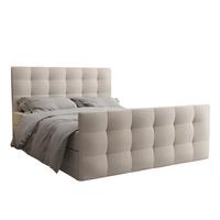 BOXBETT Orchido 140/200 cm in Beige – mit Bettkasten + TOPPER - Beige/Schwarz, Holz/Holzwerkstoff (140/200cm) - AX Living