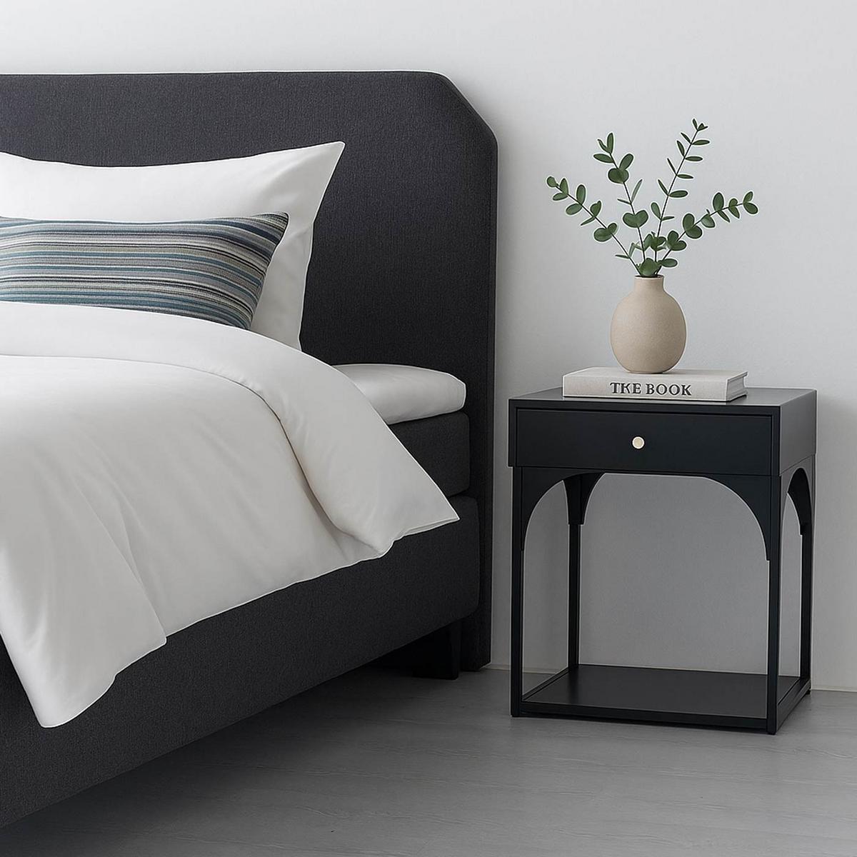 NACHTTISCH rechteckig Schwarz - Schwarz, Metall (43/50/41cm) - MCW