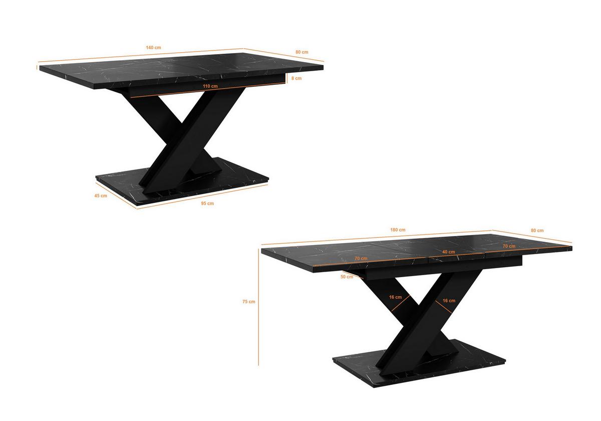 ESSTISCH RUDEN Ausziehbar 140 - 180 / 80 x 76 cm - Hellgrau/Schwarz, Holz (140/80/76cm) - MASSENO