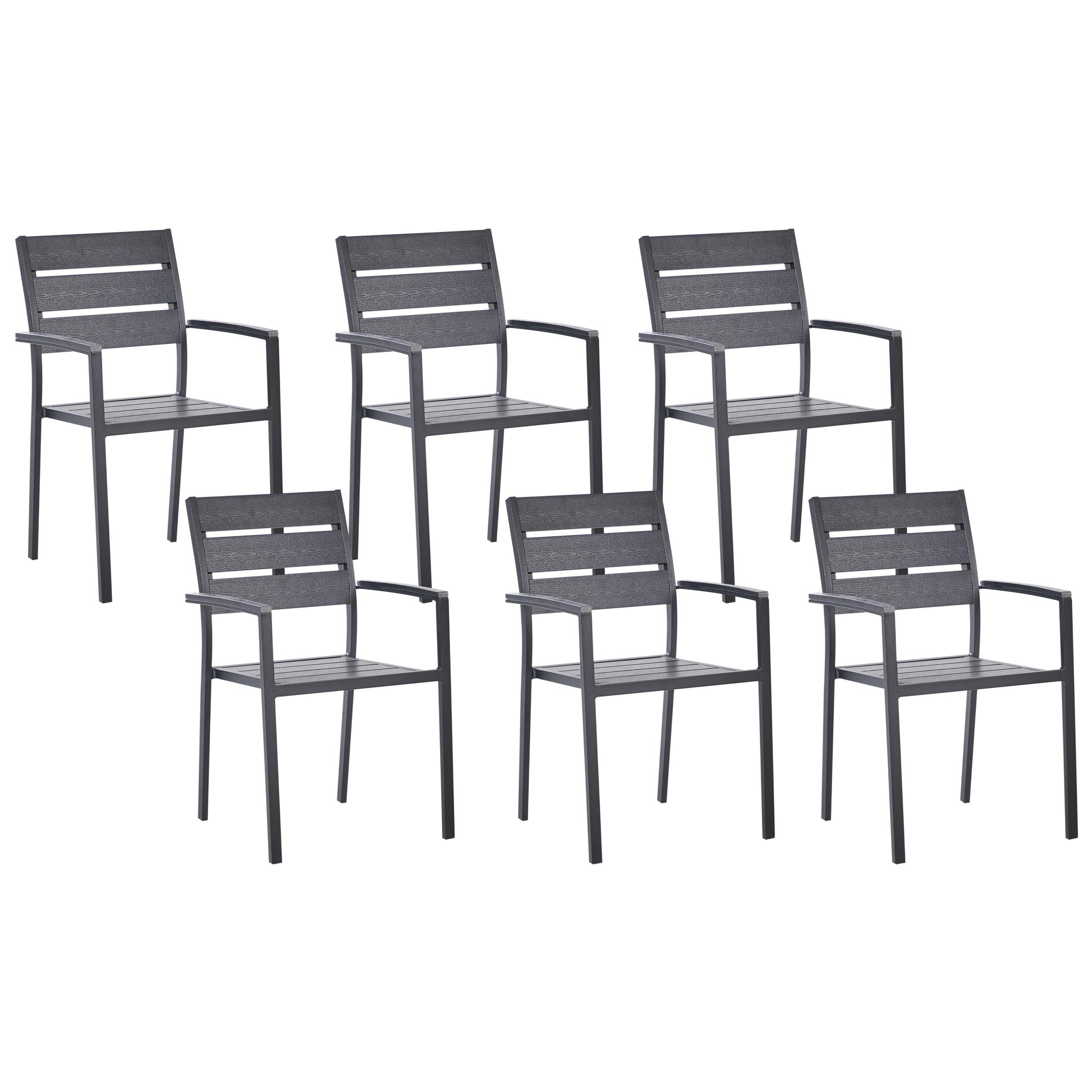GARTENSTUHL 6er-Set Kunstholz Schwarz Vernio - Schwarz, Kunststoff (54/88/57cm) - Beliani