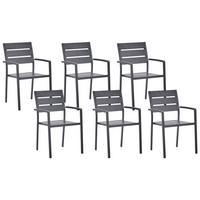 GARTENSTUHL 6er-Set Kunstholz Schwarz Vernio - Schwarz, Kunststoff (54/88/57cm) - Beliani