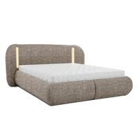 POLSTERBETT Corfu, LED-Beleuchtung, Bettkasten und Taschenfedernmatratze 26 cm, 140x200, Braun - Braun, Textil (140/200cm) - Beautysofa