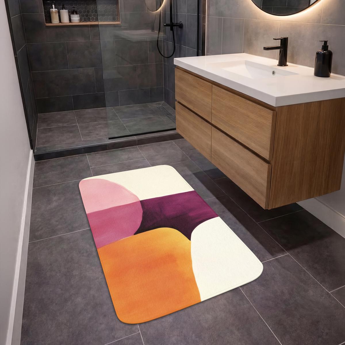 BADEMATTE Formen - Abstrakt - Farbenfroh 60x90 cm - Terracotta, Textil (60/90cm) - OnlyWow