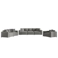 SOFASET Megan 3-2-1 In Salvador - Grau, Holzwerkstoff/Textil (327/75/98cm) - Fun Möbel