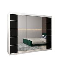SCHWEBETÜRENSCHRANK 200/250/62 3-türig - Silberfarben/Schwarz, Holz/Kunststoff (250/200/62cm) - MÖBEL KRYSPOL