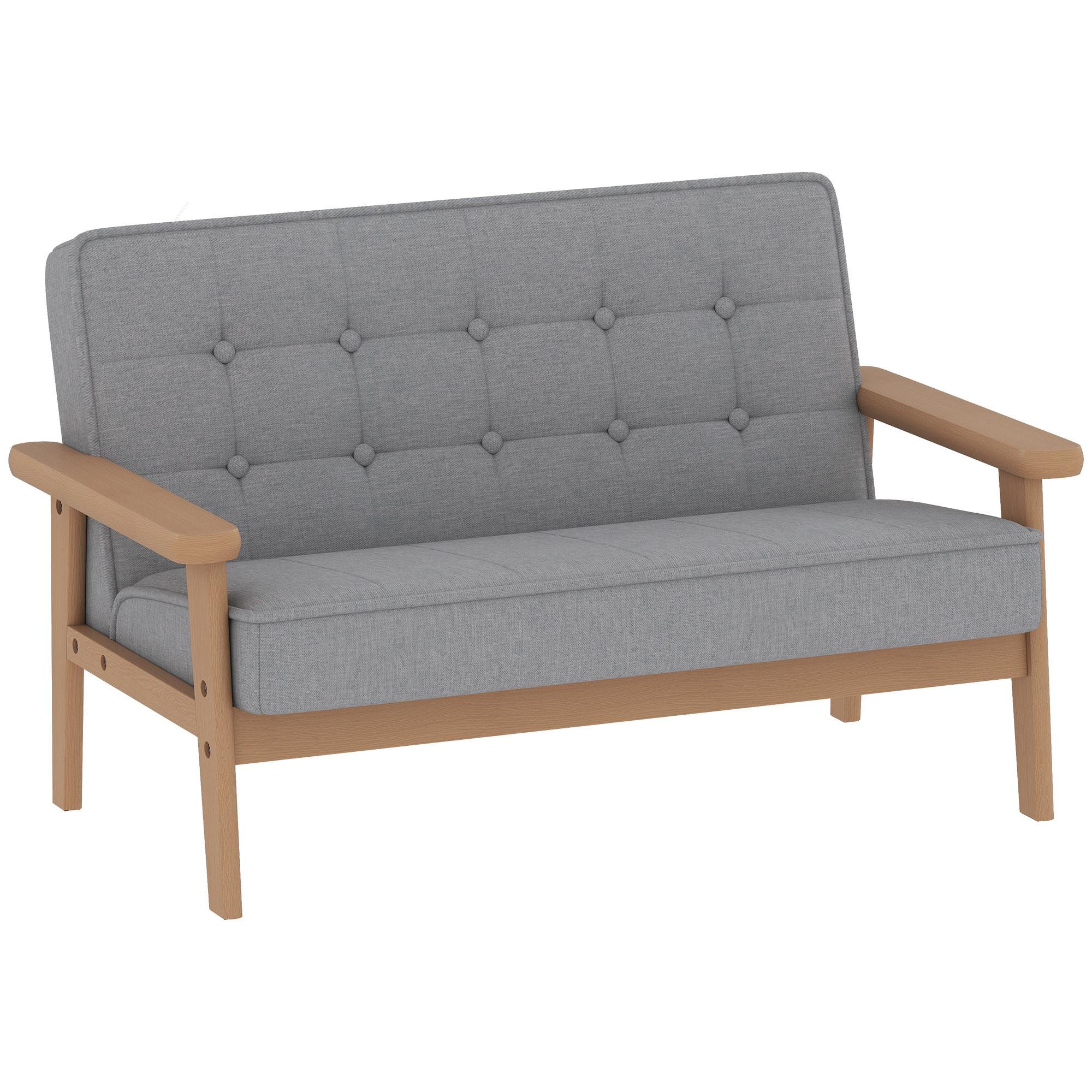 KINDERSESSEL Kurzflor-Stoff Gummiholz Grau - Naturfarben/Grau, Holz/Textil (42/48/77cm) - AIYAPLAY