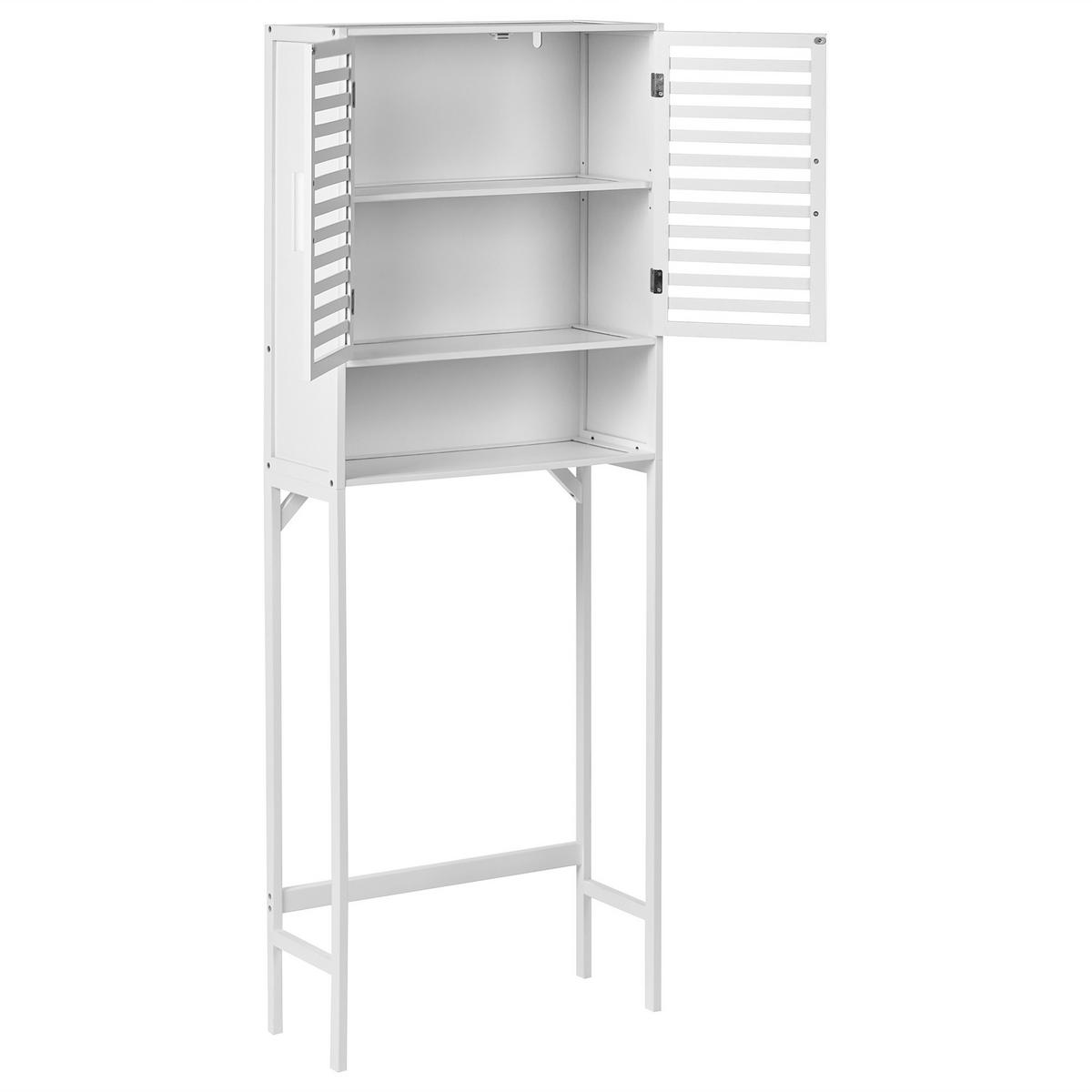 BADEZIMMERSCHRANK Bambus 63 cm Weiß Okarche - Weiß, Holz (63/167/25cm) - Beliani