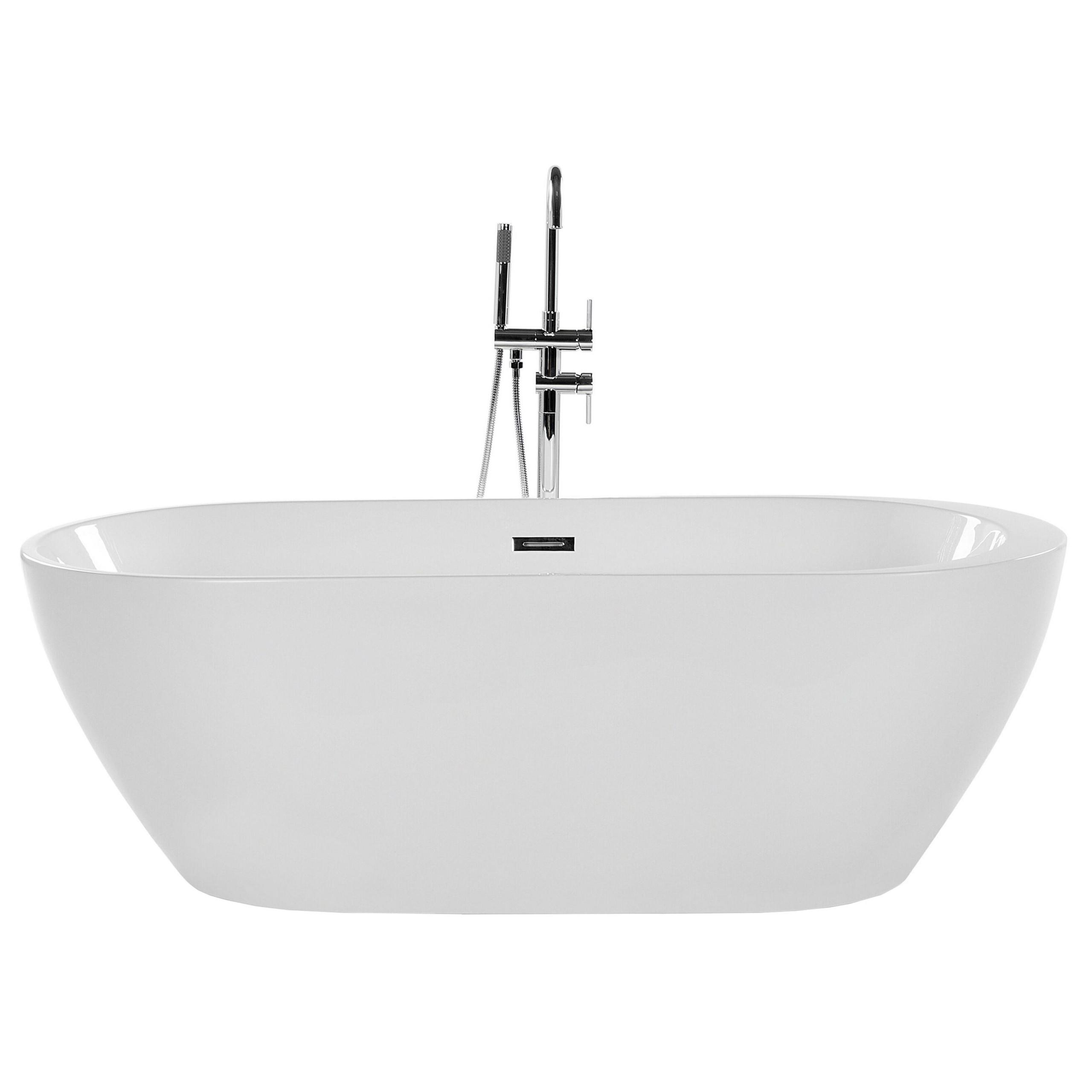 BADEWANNE FREISTEHEND 75x160x58 cm weiß Nevis - Weiß, Kunststoff (75/58/160cm) - Beliani