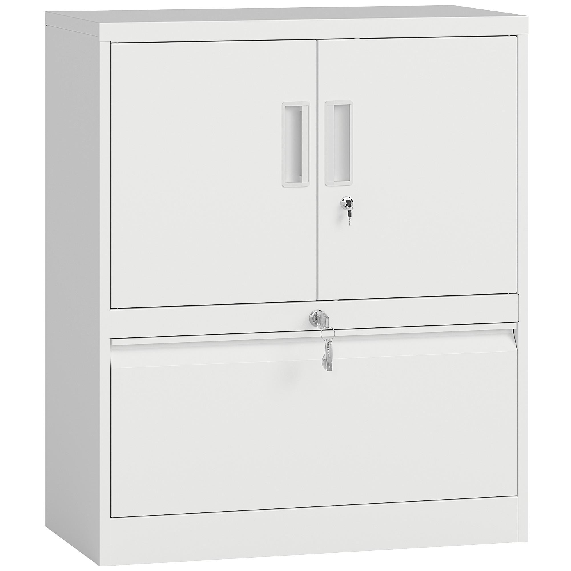 AKTENSCHRANK Stahl Weiß - Weiß, Metall (40/95/80cm) - HOMCOM
