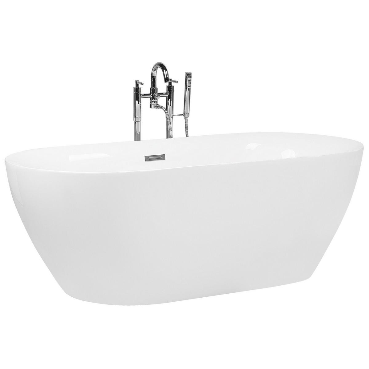 BADEWANNE FREISTEHEND 80x180x58 cm weiß Carrera - Weiß, Kunststoff (80/58/180cm) - Beliani