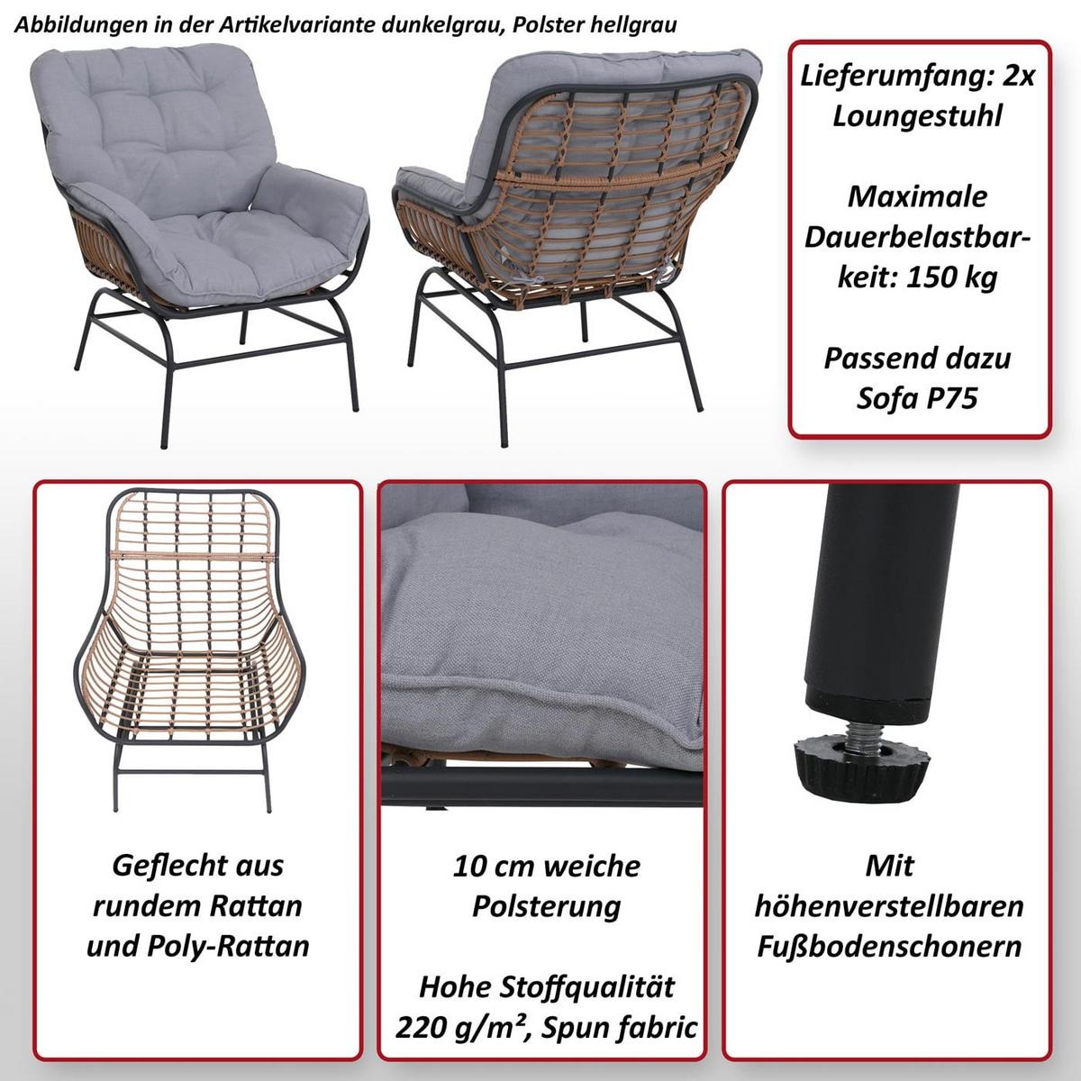 RELAXSESSEL Hellgrau, Beige - Beige/Hellgrau, Holzwerkstoff (77/90/80cm) - MCW