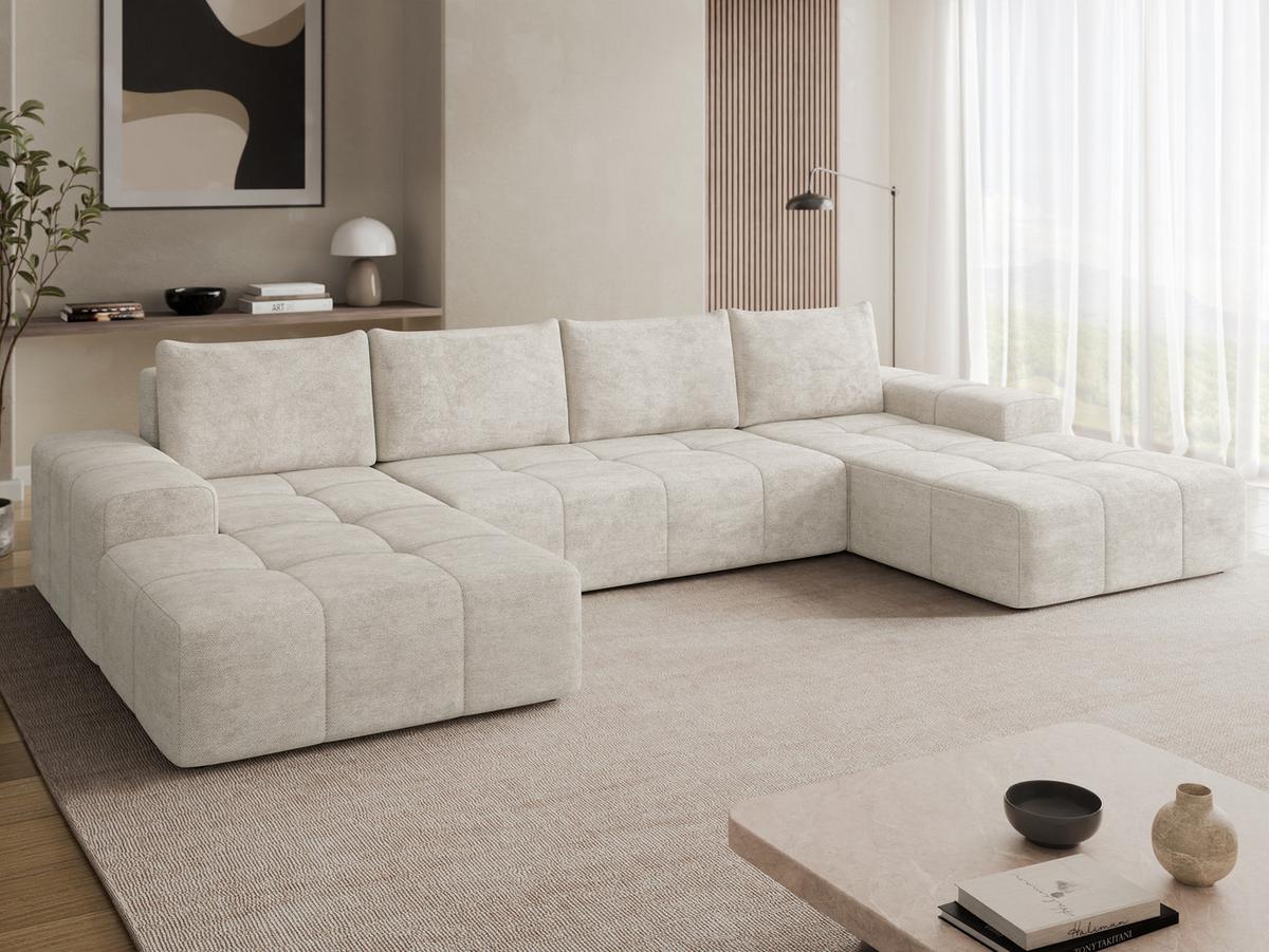 WOHNLANDSCHAFT Tonseo U - Schwarz/Sahara, Holz/Kunststoff (344/78/173cm) - MIRJAN24