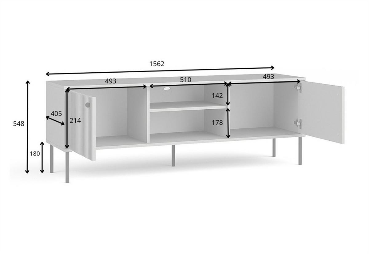 LOWBOARD NIMB 156,2/54,8/40,5 cm, Grau - Grau, Holzwerkstoff (156.2/54.8/40.5cm) - MASSENO