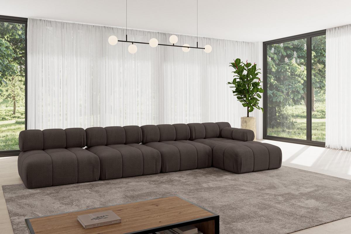 ECKSOFA modulares Sofa Razon-L3 - 380x160x70 cm Braun Velours - Braun, Holzwerkstoff/Textil (380/160cm) - ALTDECOR