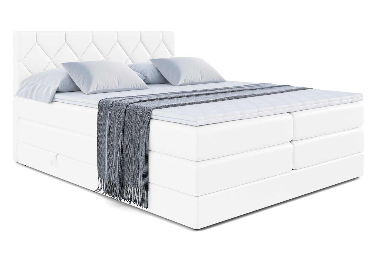 BOXSPRINGBETT CATOR KING - 140x200 - H3/H4 - Weiß Hochglanz - Weiß Hochglanz, Holzwerkstoff (140/200cm) - ALTDECOR