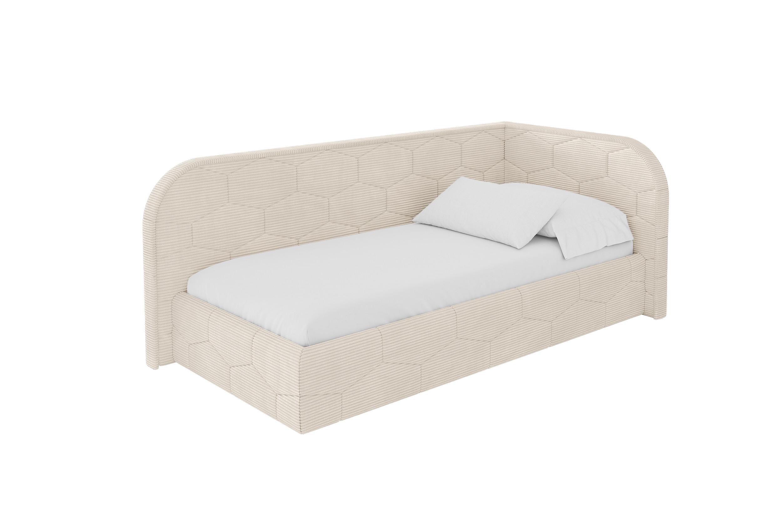 EINZELLBETT Jugendbett mit Bettkasten, Links - JAXY 100x200 Beige - Creme, Holzwerkstoff/Textil (100/200cm) - ALTDECOR