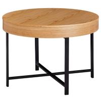 COUCHTISCH in Holzoptik mit Metallbeinen, Rund, Stauraumfunktion, Maße 69x49x69 cm - Schwarz/Braun, Holz/Metall (69/69/49cm) - KADIMA DESIGN