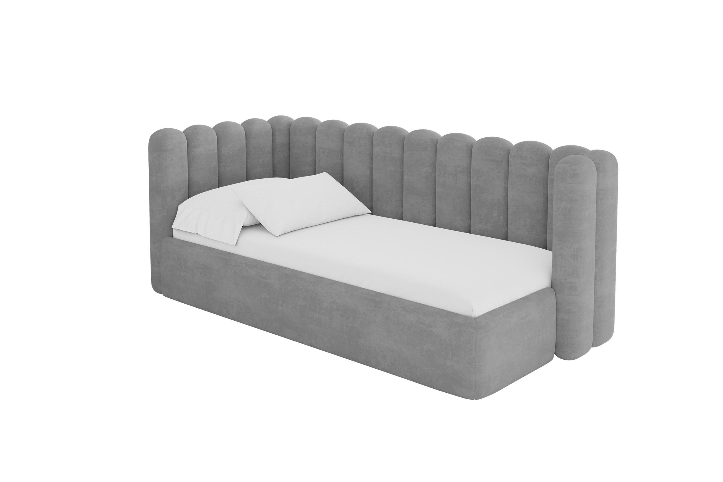 EINZELLBETT Jugendbett mit Bettkasten und Matratze H3/H4, Rechts - HUGY 100x200 Grau - Hellgrau, Holzwerkstoff/Textil (100/200cm) - ALTDECOR