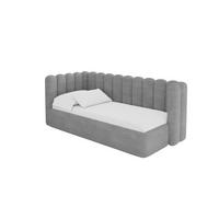 EINZELLBETT Jugendbett mit Bettkasten und Matratze H3/H4, Rechts - HUGY 100x200 Grau - Hellgrau, Holzwerkstoff/Textil (100/200cm) - ALTDECOR