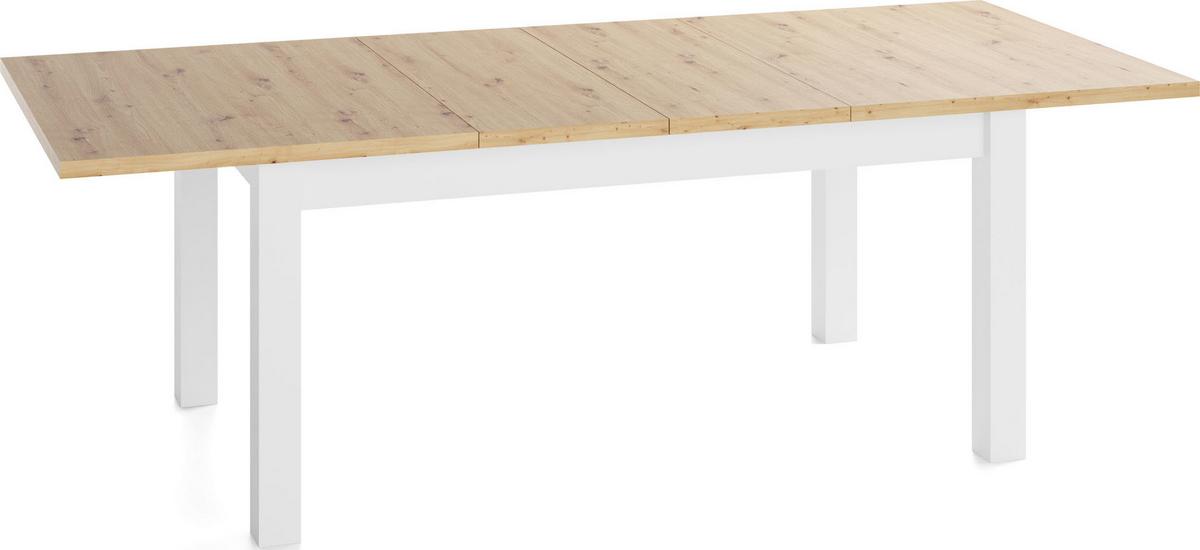 ESSTISCH Lindberg Weiß ausziehbar verlängerbar rechteckig, Eiche Artisan Hellbraun 160-240/90/77 cm - Eiche Artisan/Weiß, Holz/Holzwerkstoff (90/240/76.5cm) - WFL GROUP