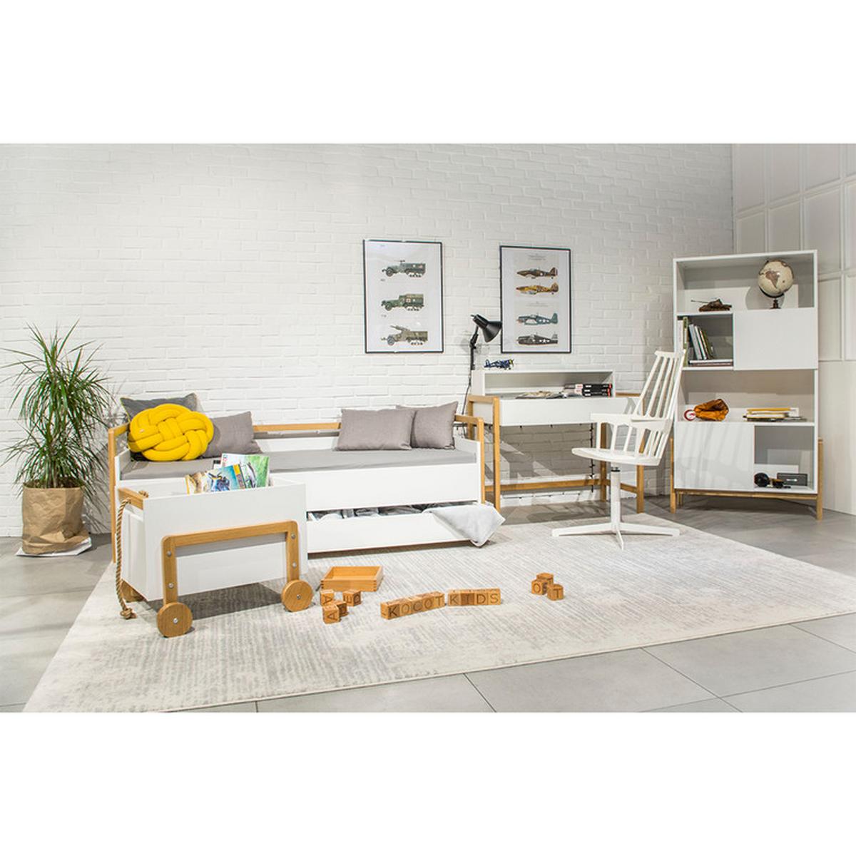 BETT Weiß und Holz - Weiß, Holzwerkstoff (80/180cm) - Petits-meubles