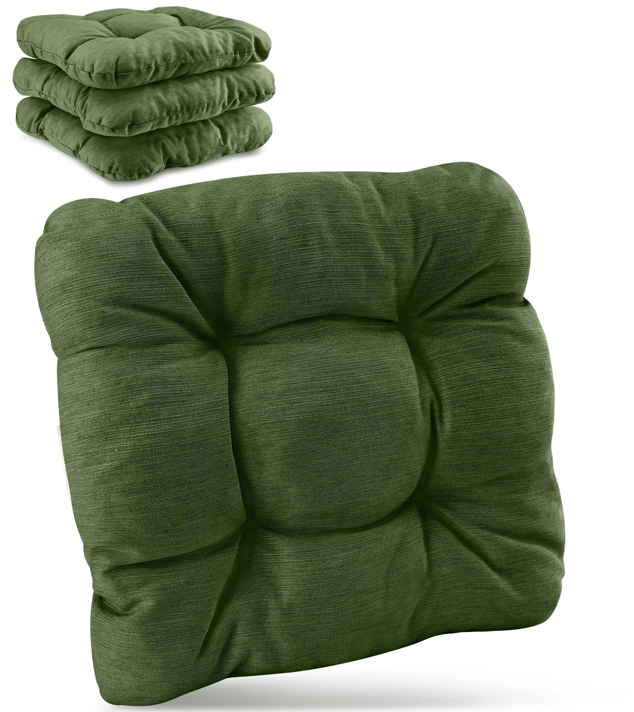 STUHLKISSEN HighLux SK 40x40x8cm Dunkelgrün (4tlg) - Dunkelgrün, Textil (40/40cm) - Beautissu 