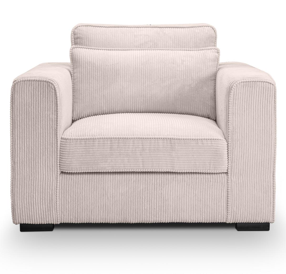 SESSEL grau-beige Cord, Loungesessel 120 cm, Wohnzimmersessel mit Wellenfederung - Beige/Schwarz, Holzwerkstoff/Kunststoff (120/92/112cm) - Inn.Furn