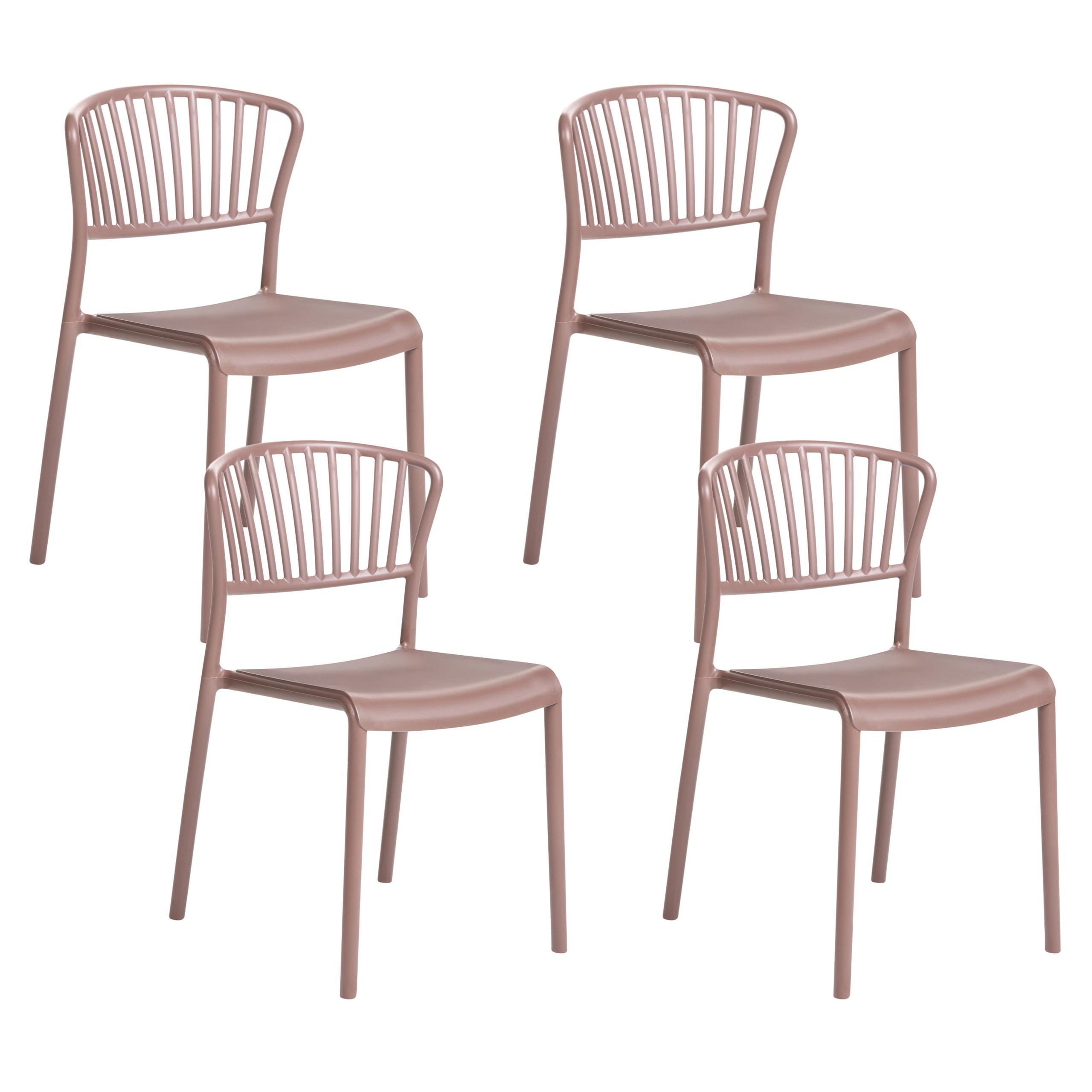 GARTENSTUHL 4er-Set Braun Gela - Braun, Kunststoff (45/78/50cm) - Beliani