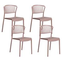 GARTENSTUHL 4er-Set Braun Gela - Braun, Kunststoff (45/78/50cm) - Beliani