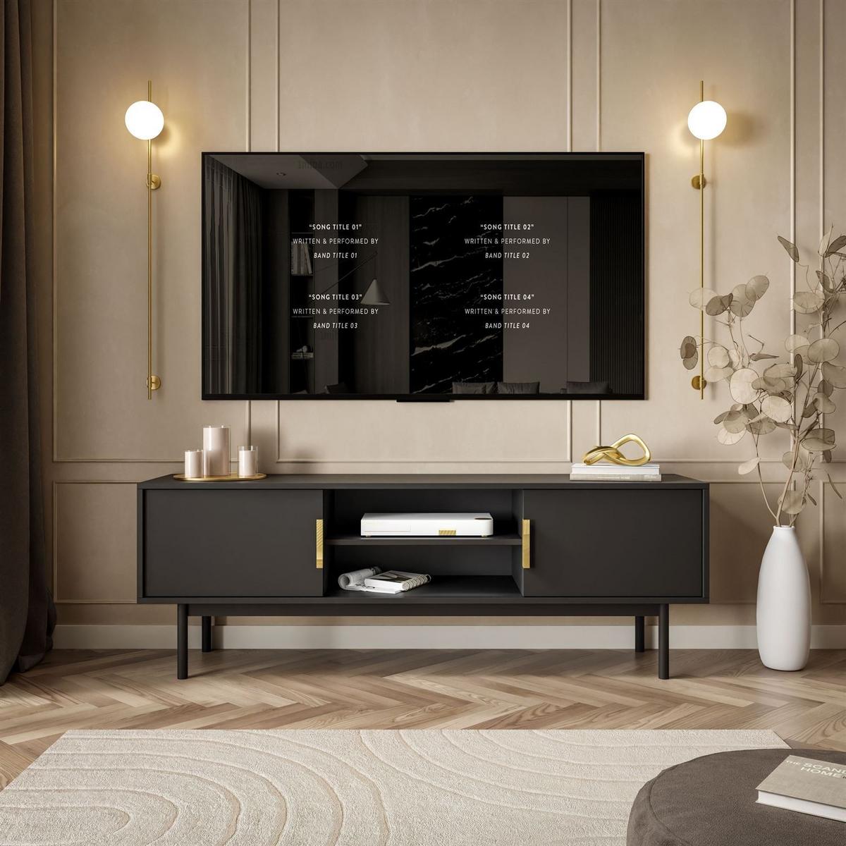 TV-ELEMENT MIRACLE zweitrürig Schwarz - Schwarz, Holzwerkstoff (154/53/39cm) - Lookway