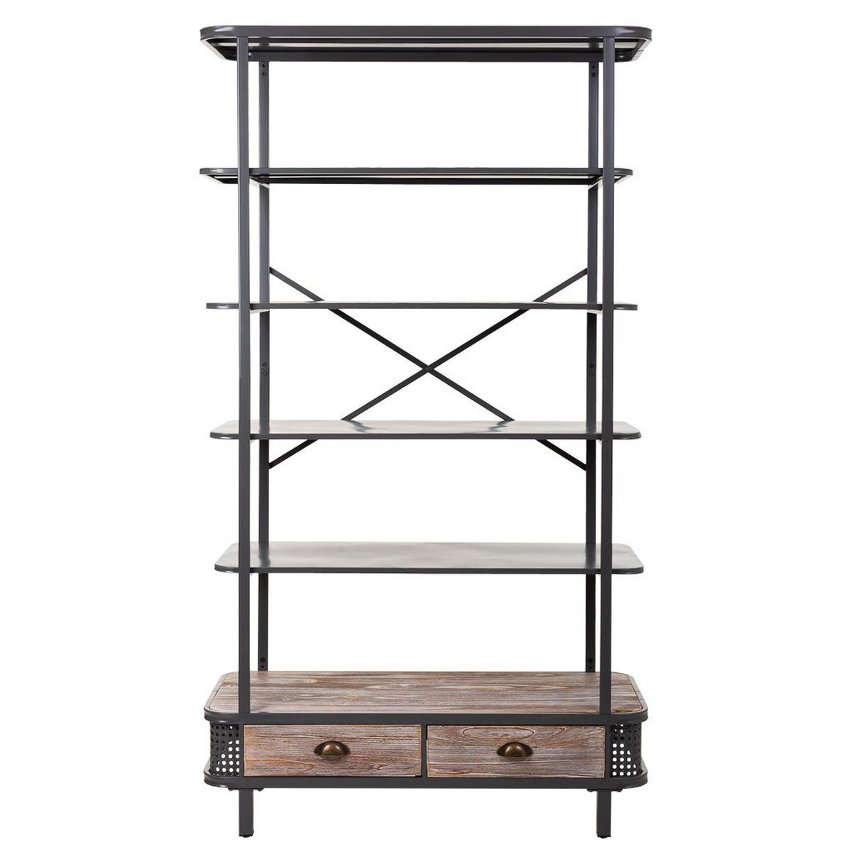 REGAL aus Metall und Holz, Grau, 100x40x181 - Grau, Metall (100/181/40cm) - Wanderlust