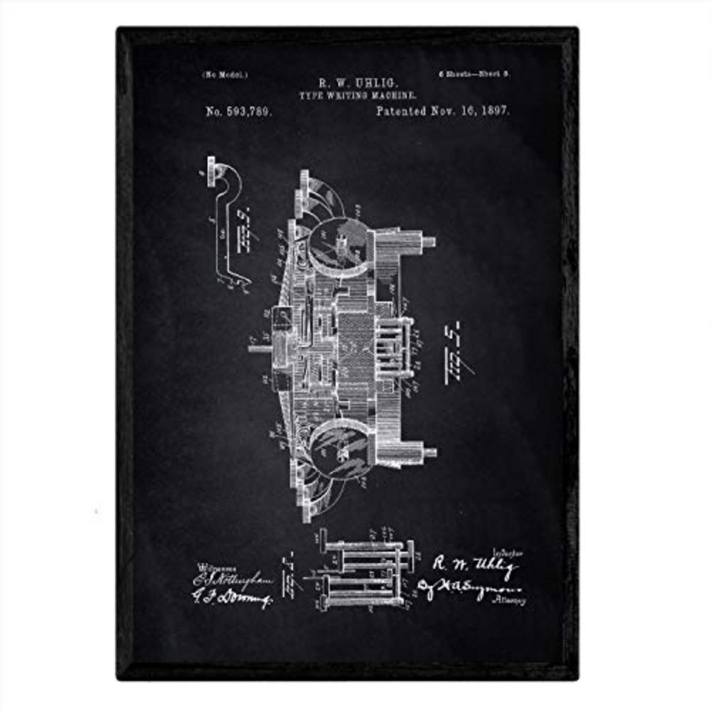 POSTER Schreibmaschine 3 Patent A3 Rahmenlos - Klar, Papier (29.7/5/42cm) - Nacnic
