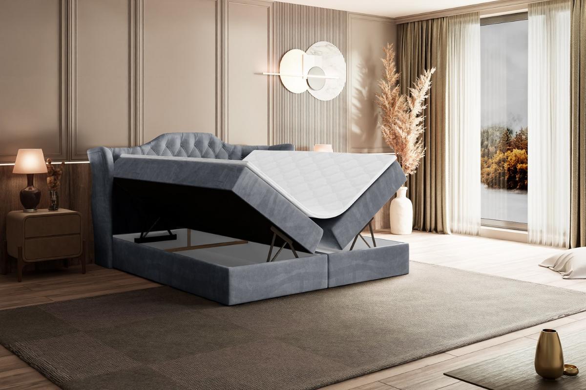 BOXBETT mit Matratze H4 und Lattenrost - VILA - 180x200 cm - H4 - Grau - Grau, Holzwerkstoff (180/200cm) - ALTDECOR