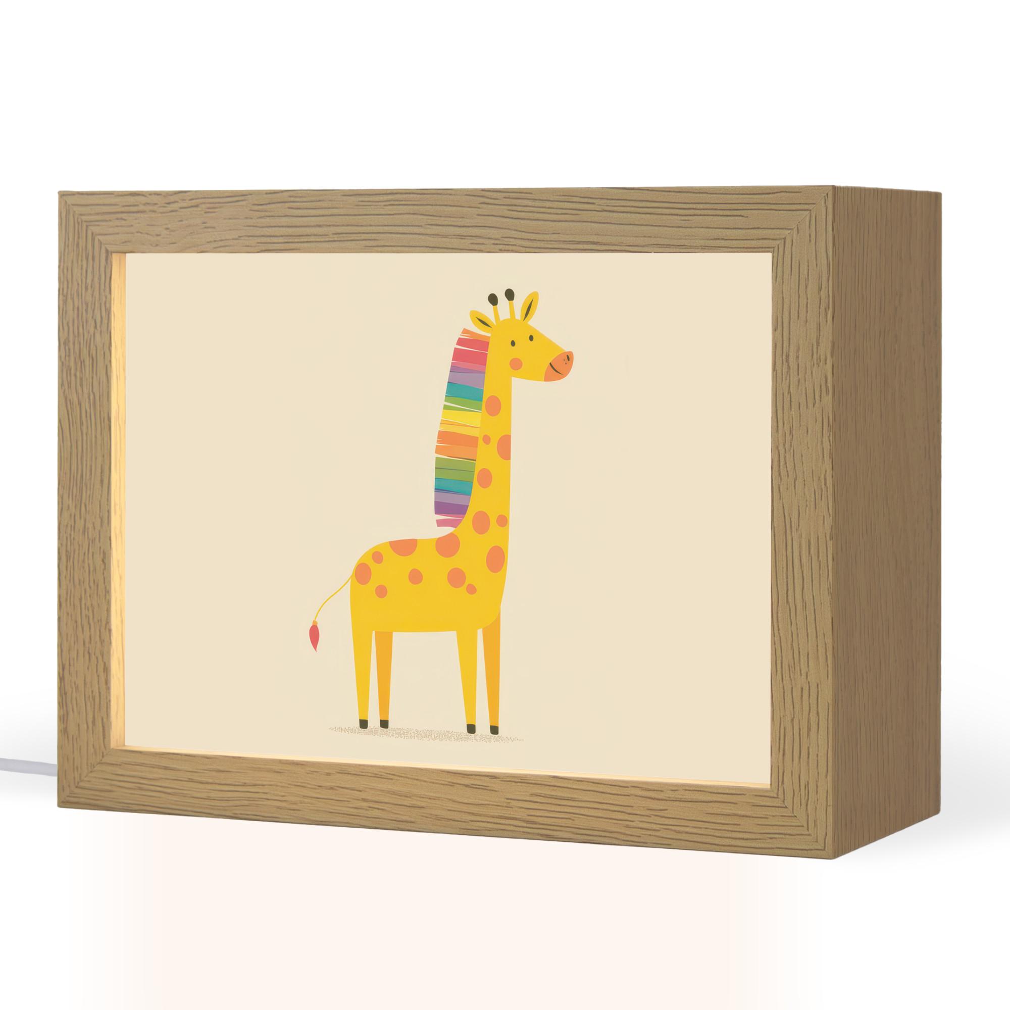 NACHTTISCHLAMPE Giraffe - Regenbogenmähne - Beige 20x15 cm - Beige, Holzwerkstoff (8/20/15cm) - OnlyWow