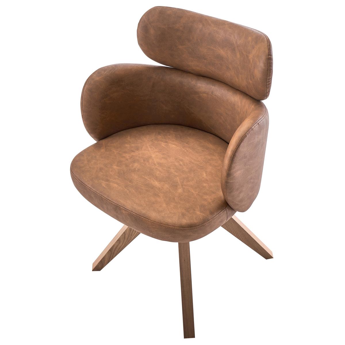 ESSZIMMERSTUHL drehbar Kunstleder Braun Marcy - Braun, Kunststoff (60/85/66cm) - Beliani