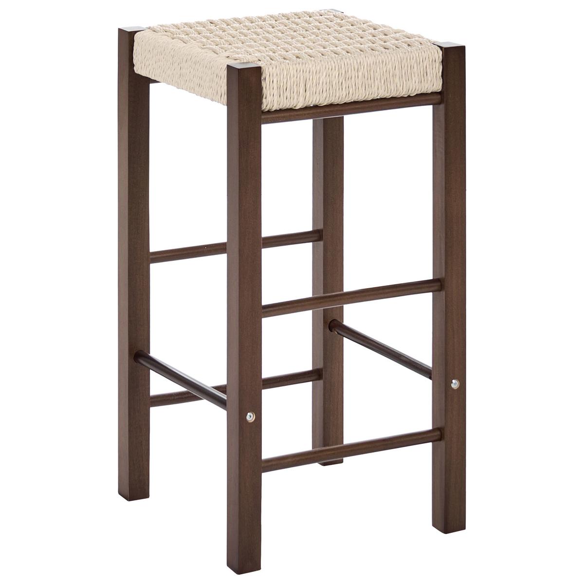 BARHOCKERN 2er-Set Braun Embrun - Dunkelbraun/Beige, Holz (35/66/35cm) - Beliani