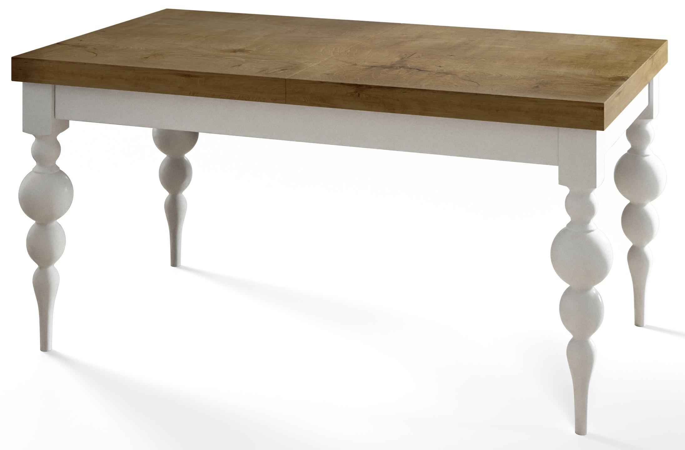 RECHTECKIGER Esszimmertisch LENA, ausziehbarer Tisch, Größe: 170-250X90X78,5 cm, Wohnzimmertisch Farbe: LEFKAS, mit Tischbeinen in Farbe Weiß - Dunkelbraun/Weiß, Holzwerkstoff (170/80/79cm) - Alpi-Möbel