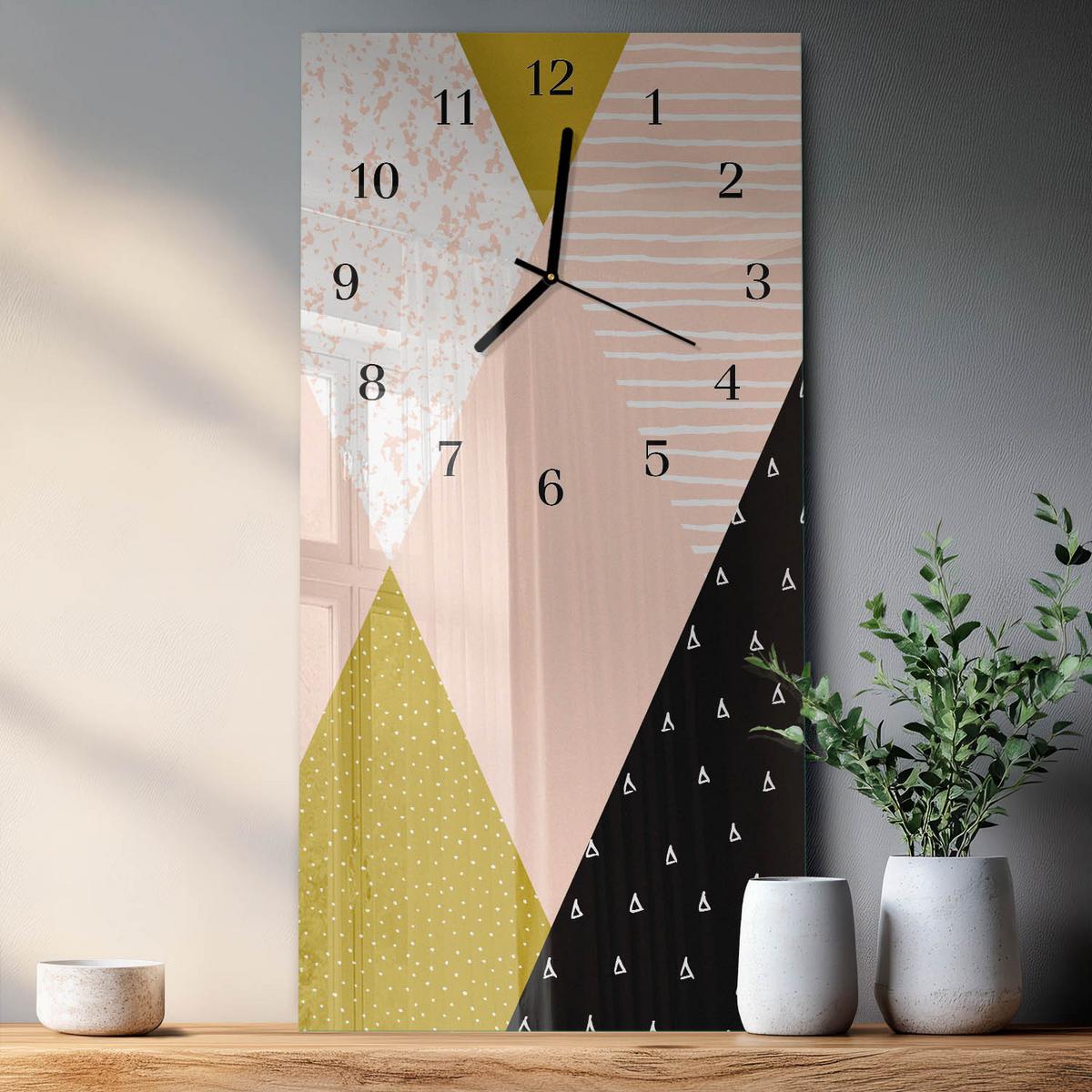 WANDUHR aus Glas 30x60 cm - Muster - Multicolor, Glas (30/60/0.4cm) - TULUP