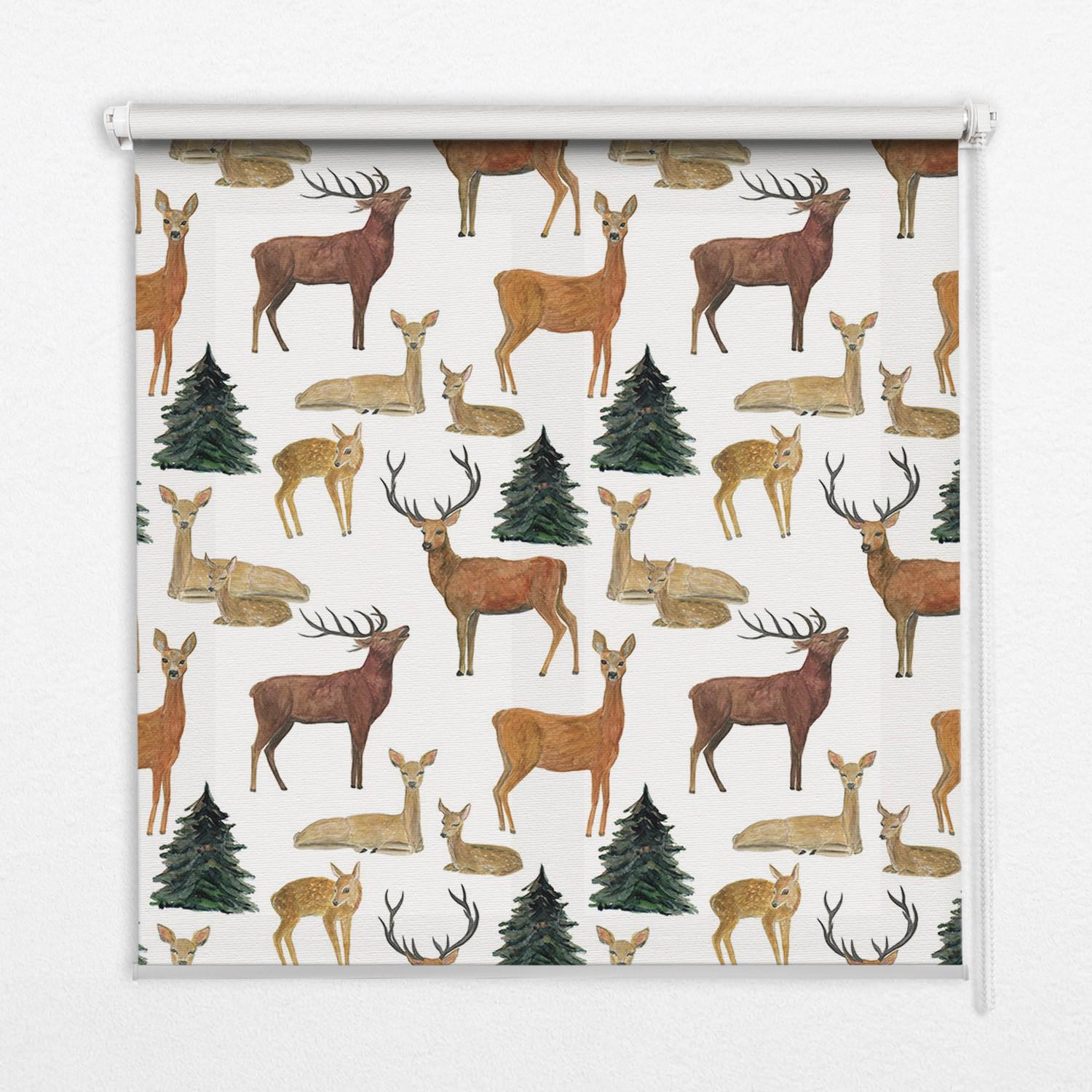INNENROLLO - Fensterrollo - Rollo - 80x140 cm - Hirsche und Rehe - Braun, Kunststoff (80/140/0.5cm) - TULUP