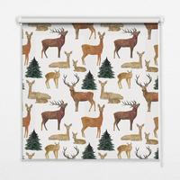 INNENROLLO - Fensterrollo - Rollo - 130x140 cm - Hirsche und Rehe - Braun, Kunststoff (130/140/0.5cm) - TULUP