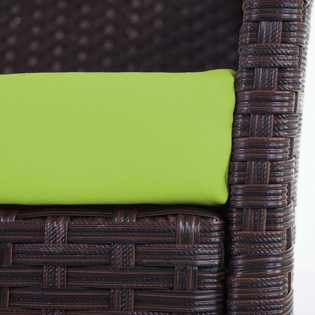 POLY-RATTAN GARTENBANK Braun, Grün - Braun/Grün, Kunststoff (106/83/60cm) - MCW