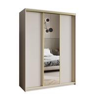 SCHWEBETÜRENSCHRANK TAVI 150/205/60 cm 3-türig mit Spiegel Kaschmir - Kaschmir, Holzwerkstoff (150/205/60cm) - MASSENO