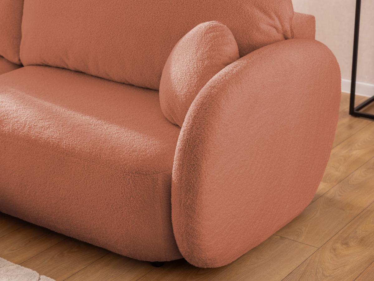 ECKSOFA Candy mit Schlaffunktion Terrakotta Bouclé-Stoff - Ottomane links - Rostfarben/Terracotta, Holz/Kunststoff (230/146cm) - S-Style Möbel