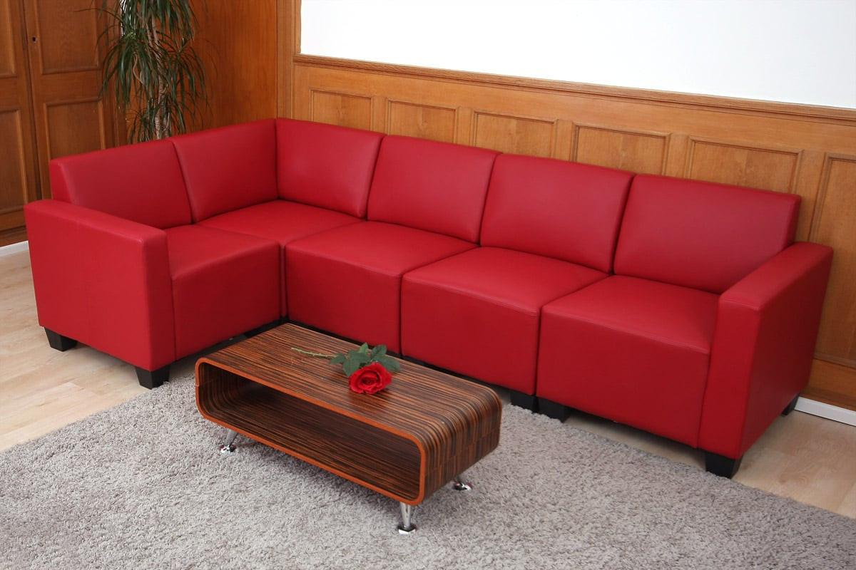 COUCH-GARNITUR 5 Rot - Rot, Textil (195/195cm) - MCW