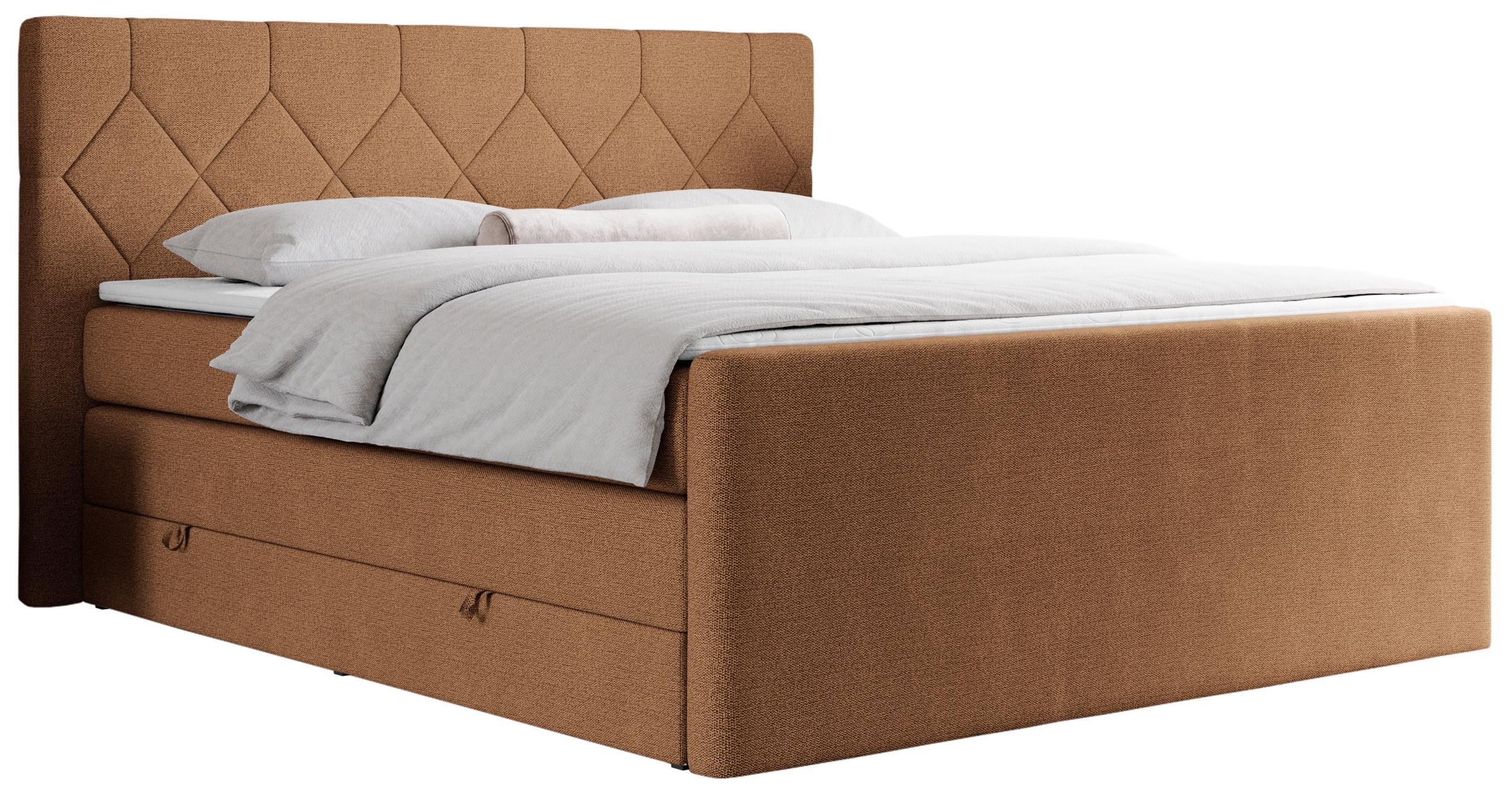 BOXSPRINGBETT KING EIGAR 140/200 Orange Struktur - H3 - Orange, Holz/Textil (140/200cm) - MKS